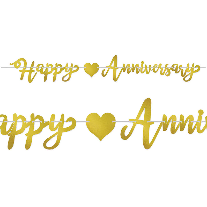 6 pi Bannière suspendue Happy Gold Anniversary, Doré