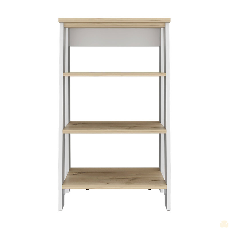 Armoire à linge Jenne, quatre tablettes ouvertes, Chêne clair
