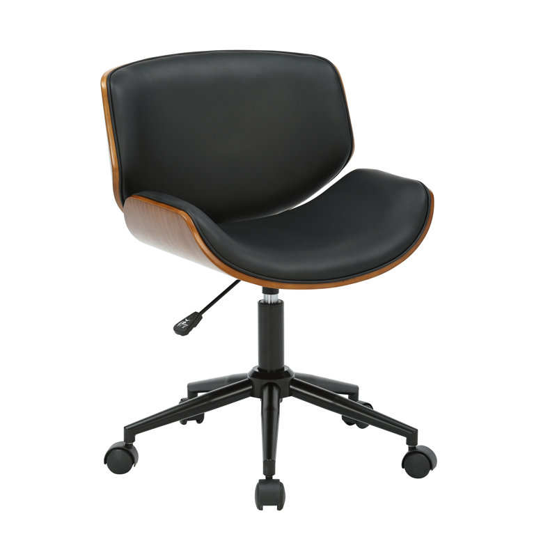 Serenada Faux Leather Mid-Century Office Chair, Black