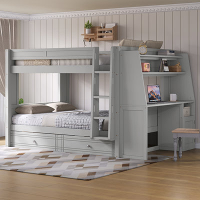 Bunk Bed With Desk And 2 Drawers