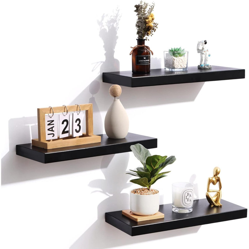 Dalvyn 3 Piece Floating Shelf, Black