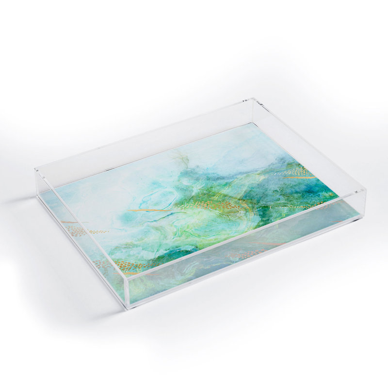 Plateau en acrylique Iveta Abolina Winter Marble II, H 1,75 po x l 15,5 po x L 12 po
