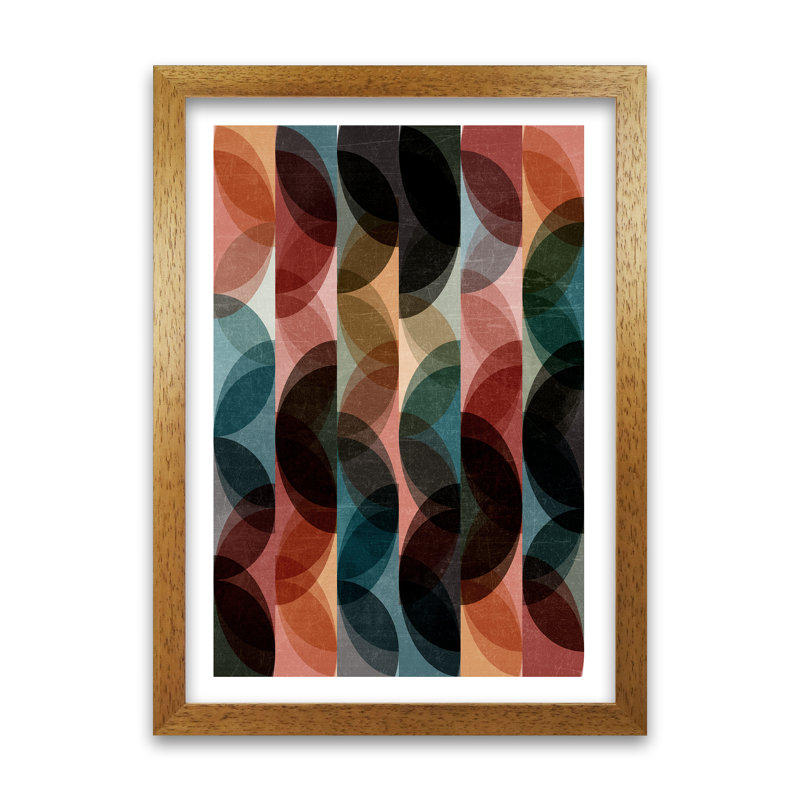 Blue Colourful Abstract A - Print on Canvas, Oak Frame, 84cm H x 59cm W x 3cm D