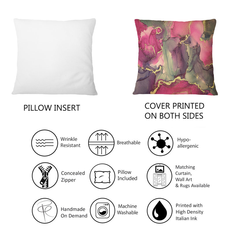 Coussin 12 "x 20", rose et noir