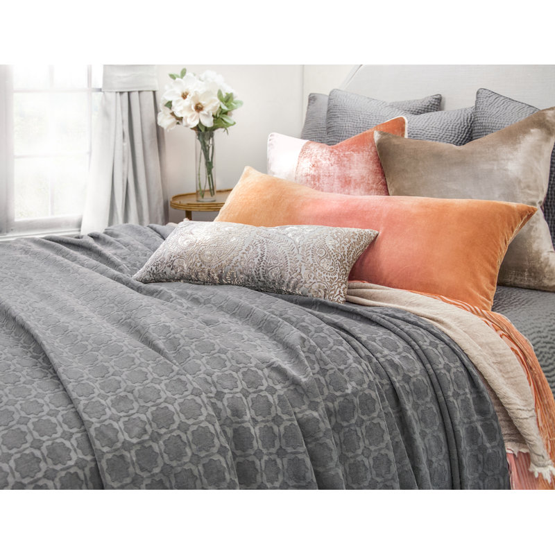 Woodgrain Velvet Throw, Mango