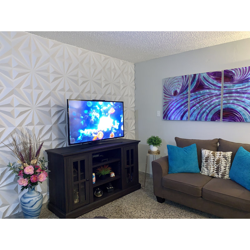 Panneau mural 3D 19,7 po x 19,7 po, revêtement mural imperméable en PVC pour la décoration intérieure (paquet de 12), Blanc