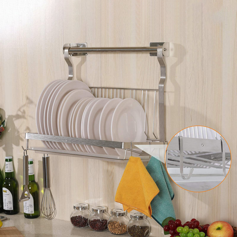 Stainless Steel Foldable Over-the-Sink Dish Rack with Drainboard