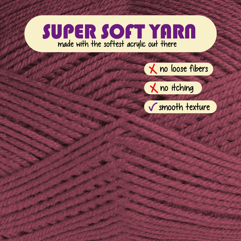 Hearth & Harbor Acrylic Crochet Yarn, Berry