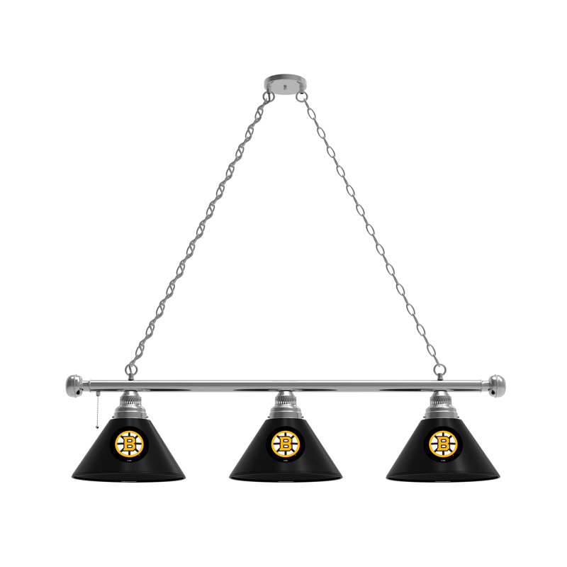 3 - Light Pool Table Lights Pendant, Chrome, Boston Bruins