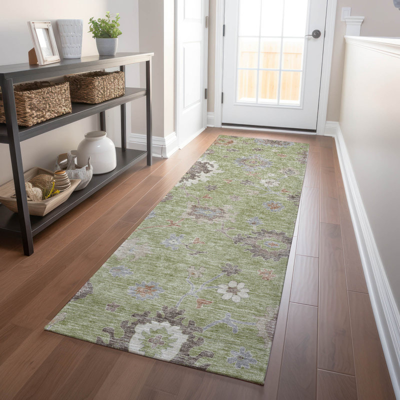 Premium Machine Washable Prisco Aloe Rug, Runner 2'3" x 7'6"