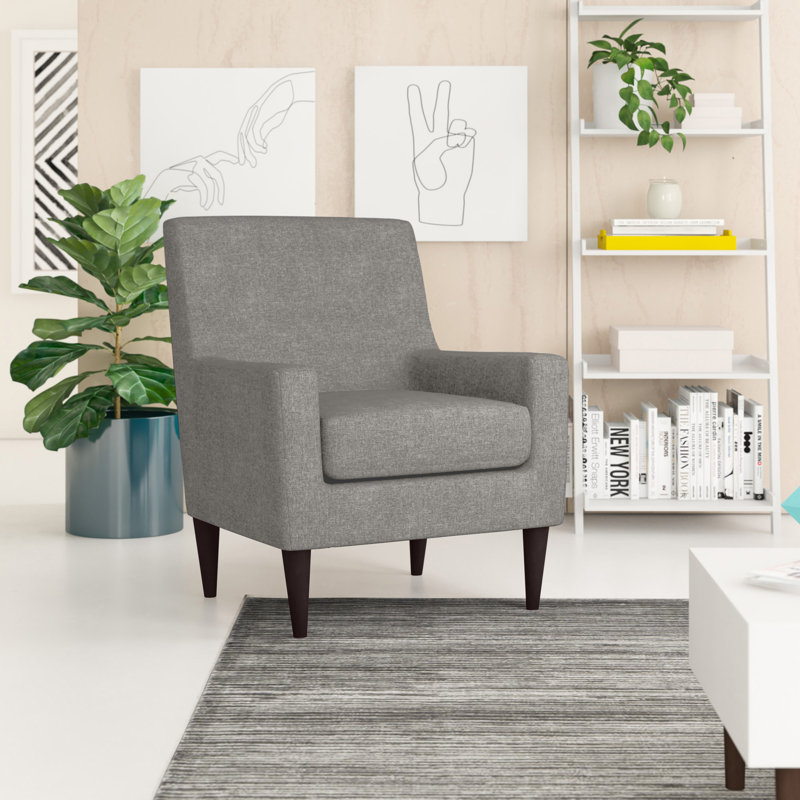 Donham Upholstered Armchair, Jitterbug Oatmeal Performance Basketweave, Black