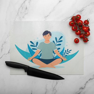 Meditation Illustration Designer Glass Chopping Board