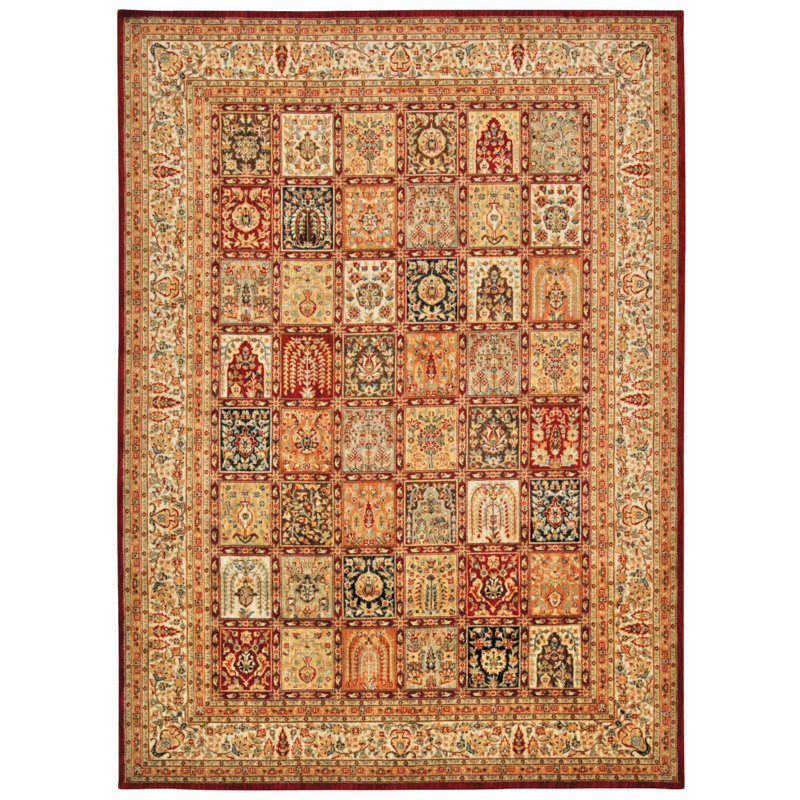 Milpitas Ancient Times Asian Dynasty Red/Orange/Beige Area Rug, Rectangle 7'9" x 10'10"