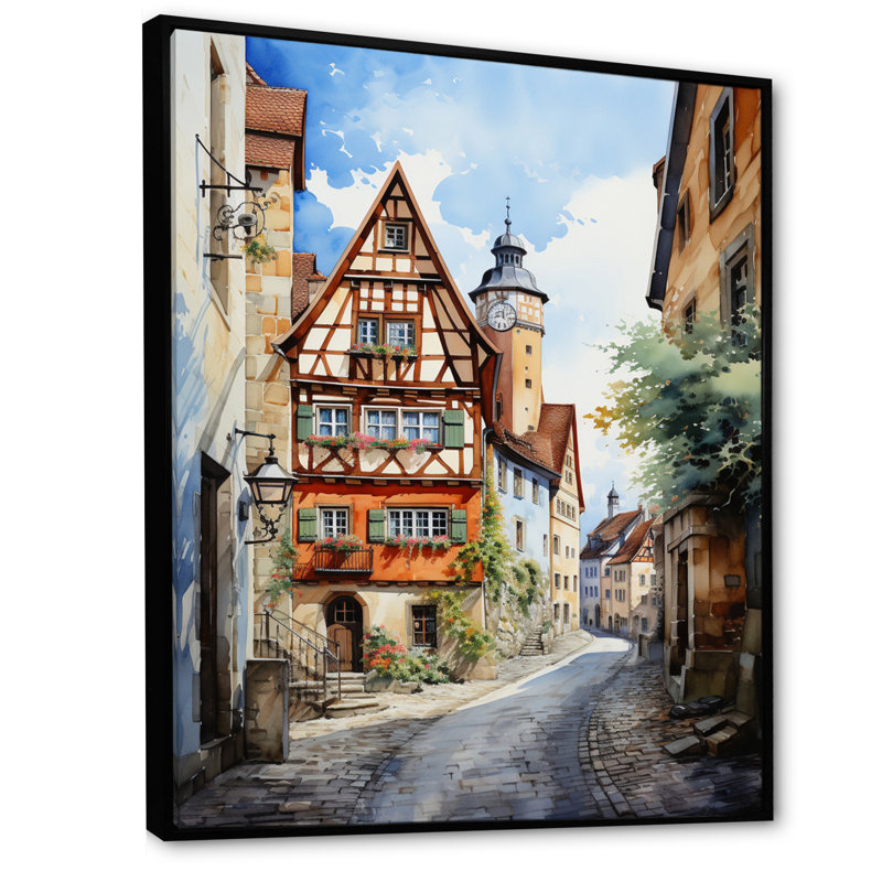 Laverham Allemagne Rothenburg Street I, H 40 po x l 30 po x P 1,5 po, Cadre flottant noir