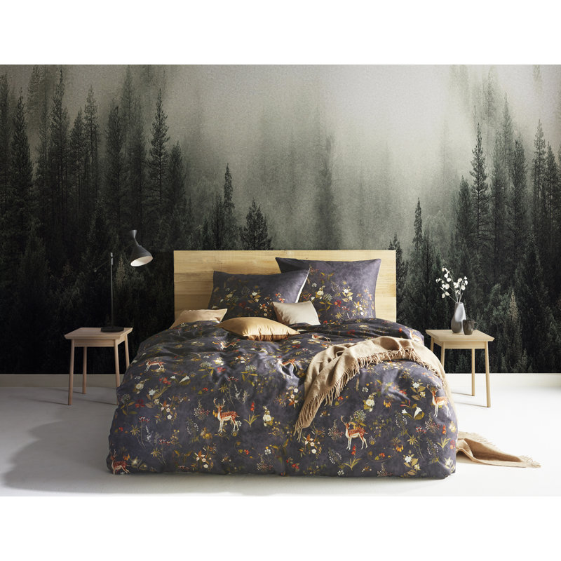 Bed Art S Black 100% Cotton 205 TC 2 Piece Duvet Cover Set, 155 x 200 cm - 1 Pillowcase (80 x 80 cm)