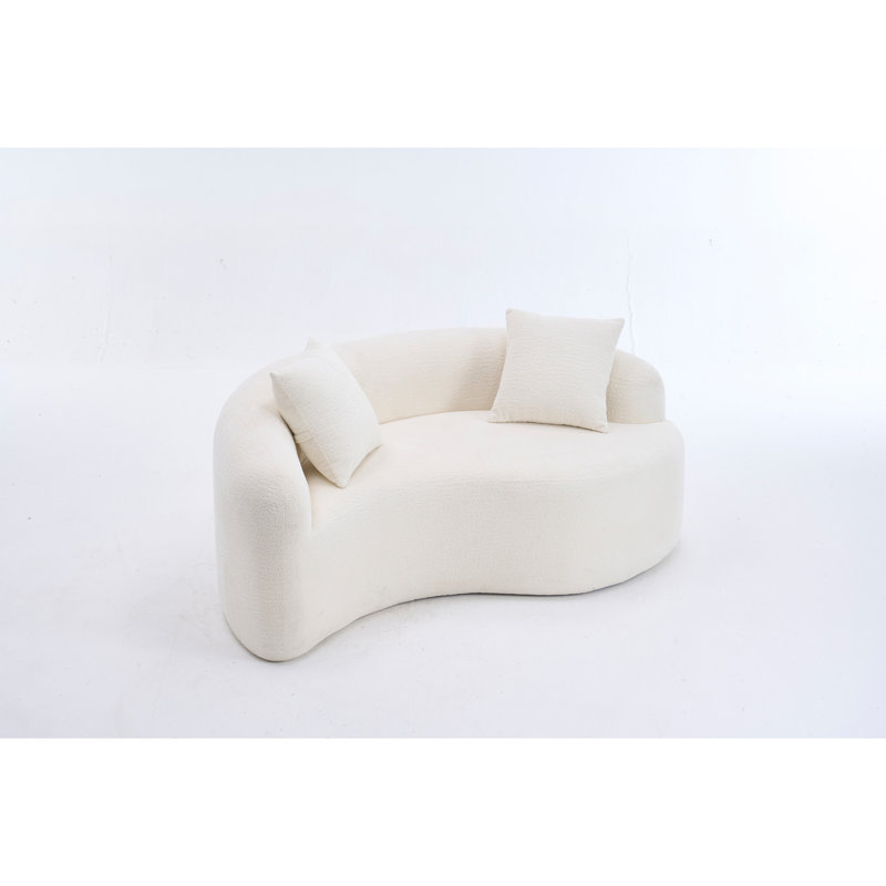 Canapé modulaire courbé en S en chenille: double profondeur (21,3 po et 26,8 po), blanc, sans assemblage, compact pour les petits espaces, 400 lb, L 66,9 po