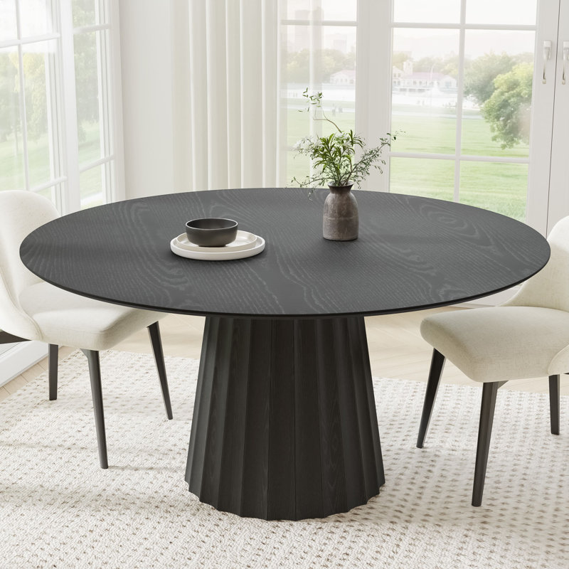 Table de salle à manger en bois massif, Noir, noir, noir, noir, H 30 po x L 60 po x l 60 po