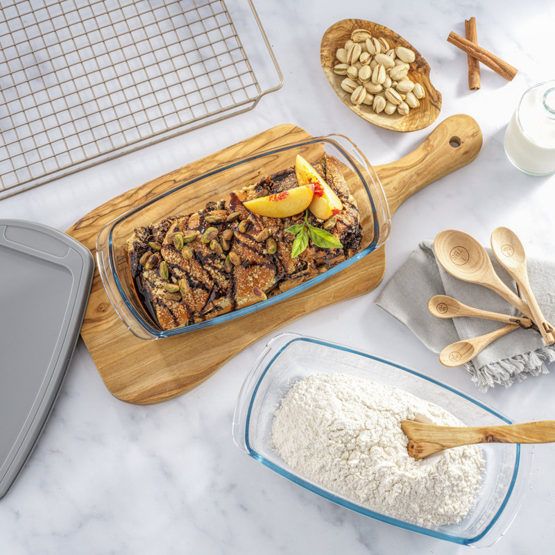 JoyJolt 3-Piece Glass Loaf Pan Set with Gray Lids
