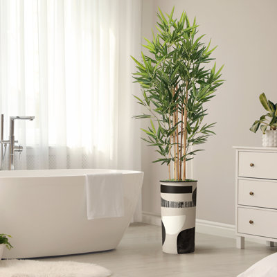 Artificial Tree in Contemporary Planter Fake Bamboo Silk Tree (Plant Pot Plus Tree)