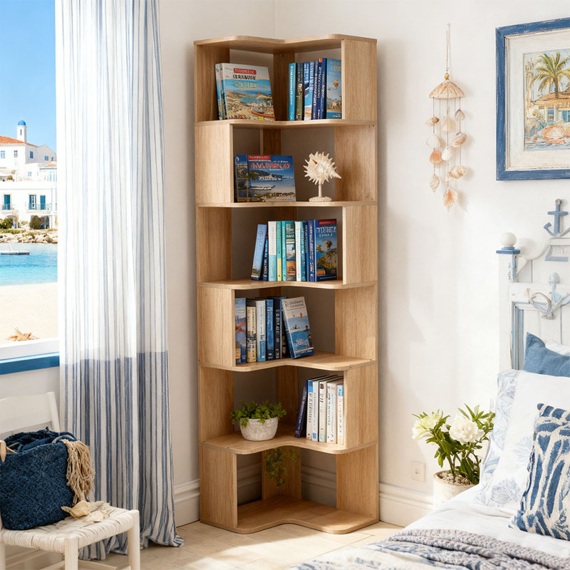 48cm W Bookcase, (6 Shelves) 180cm. H x 48cm. W x 48cm. D, Natural Wood