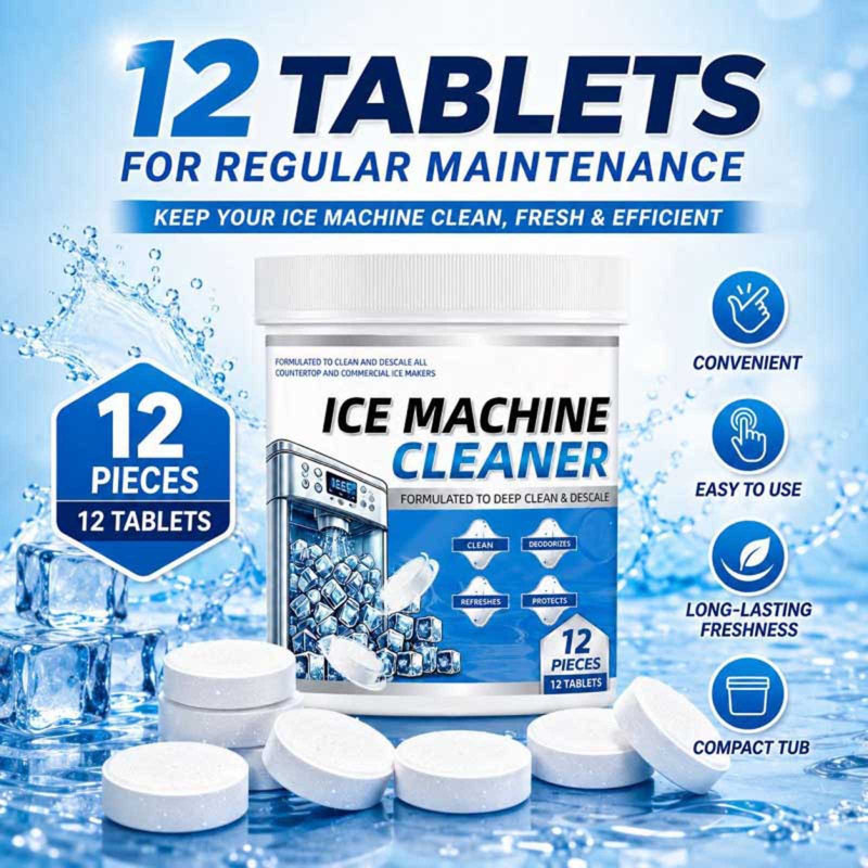 Tile Grout Cleaning Paste Ice  Descaling Effervescent Tablets 12 Pcs Dissolves  Deposits For Ice Maker Equipment Upkeep