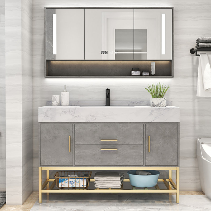 Light luxury simple bathroom cabinet, Gray