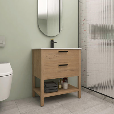 30.04'' Single Bathroom Vanity with Ceramic Top