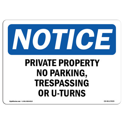 Private Property No Parking Trespassing Sign