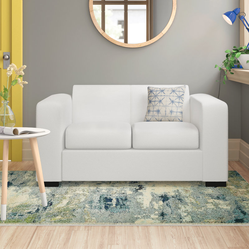 Kaylie 2 Seater Faux Leather Loveseat, White
