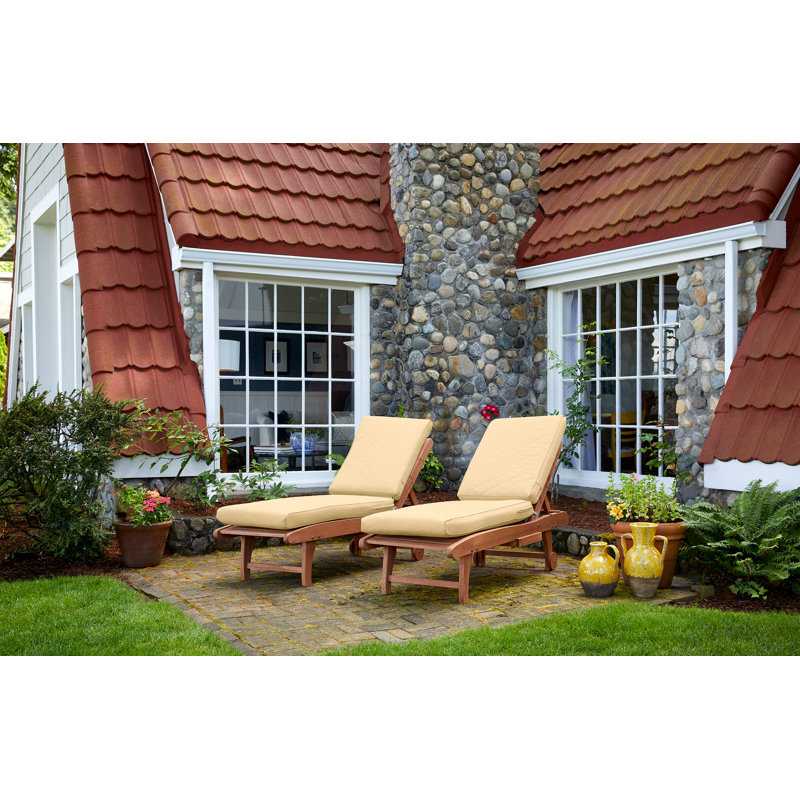 Quilted Patio Chaise Lounge Cushion, Chamomile, 3" H x 26" W x 80" D