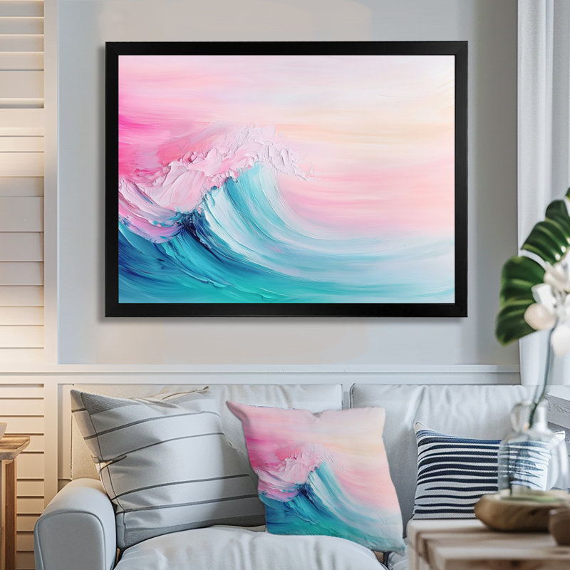 Coastal Rainbow Wave Energy II - art mural côtier, 12" H x 20" W, Reproduction encadrée d'une seule photo sans pass, Noir