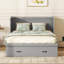 Lit escamotable double avec port USB et grand tiroir, gris