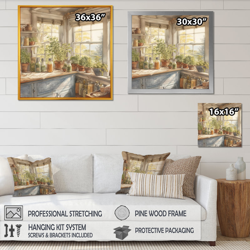 Old Farmhouse Kitchen I - Art mural de cuisine, H 36 po x l 36 po x P 1,5 po