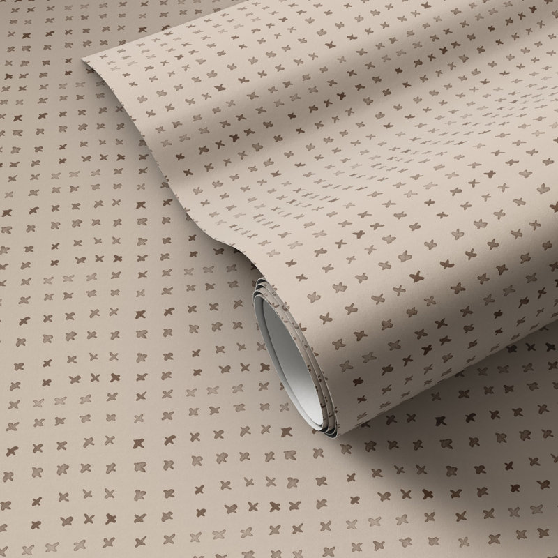 Bisous Abstract Wallpaper Roll by Jess Engle, Light Brown