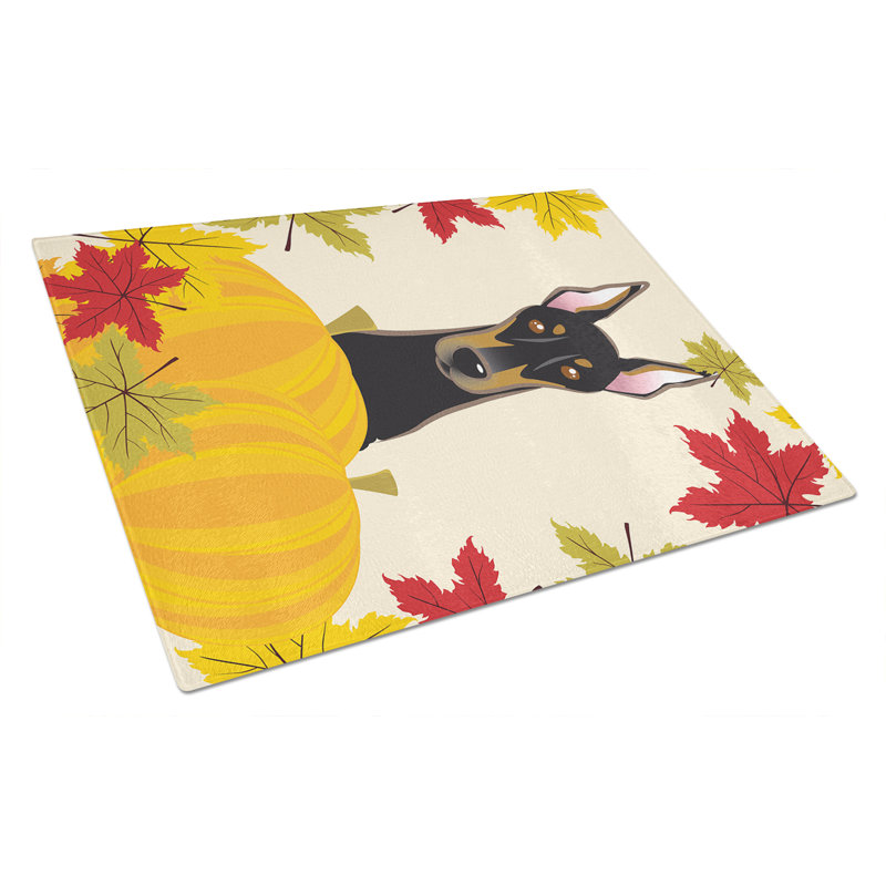 Caroline's Treasures Tempered Glass Thanksgiving Cutting Board, Doberman