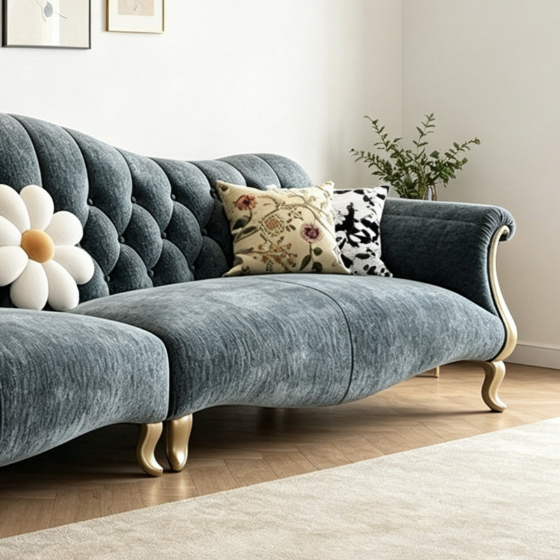 American-style Light Luxury Design Gray Sofa