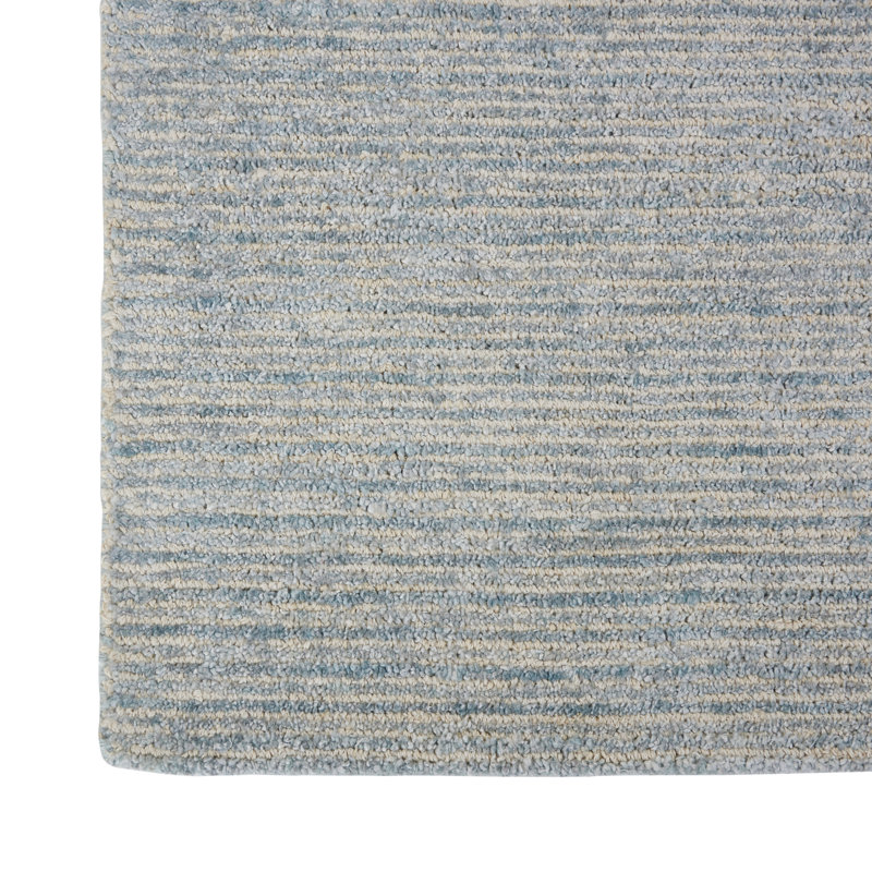Tapis abstrait gris / ivoire touffeté à la main, Tapis de couloir 2 pi 3 po x 7 pi 6 po