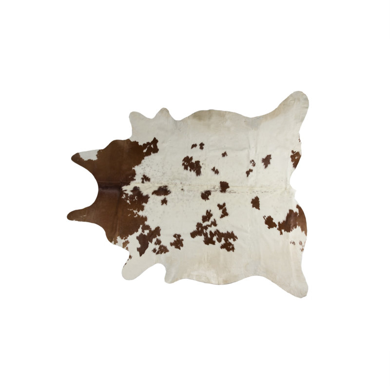 Tapis blanc / brun en cuir de vache fabriqué à la main Broderick