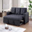 Canapé modulaire, canapé-lit, canapé-lit capitonné en polyfibre noir