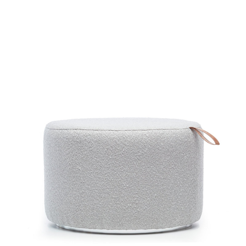 Stylish Grey Pouffe, 23.6 inches Diameter x 15.7 inches Height | 100% Melamine Coated Particle Board, Thickness: 0.7 inches | Perfect for Modern Living Rooms & Bedrooms, Versatile Seating & Decor Option