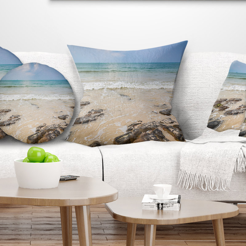 Coussin lombaire de plage tropicale rocks on typical, Square 16" x 16"