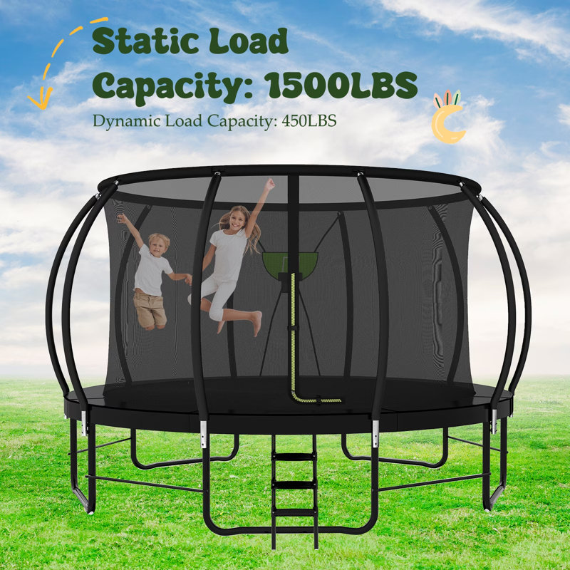 Trampoline d'extérieur de 16 pi avec enceinte et ensemble de trampoline de loisirs avec panier de basketball Funseek