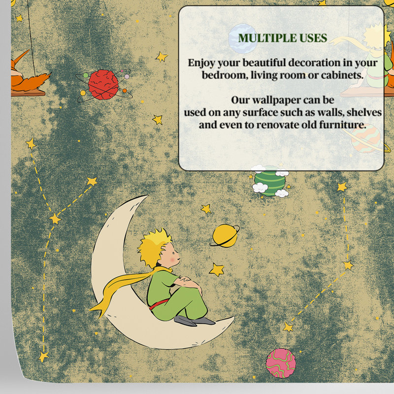 The Little Prince Wallpaper, Vintage Green Moon Galaxy