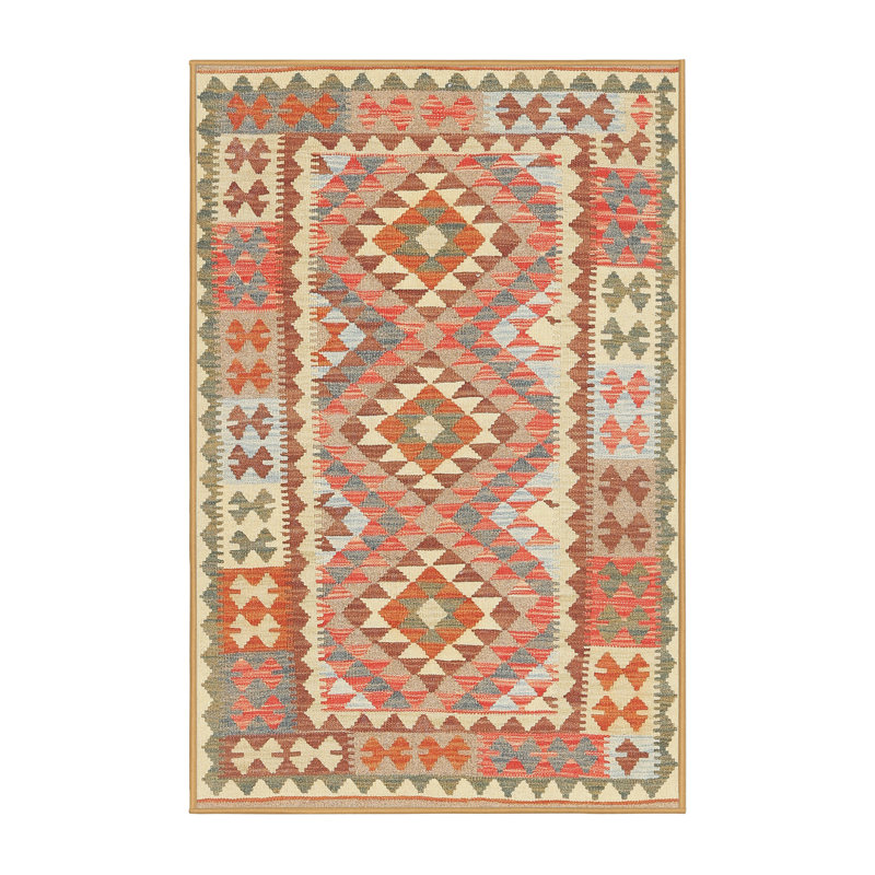 Tapis contemporain orange / rouge, Rectangle 5 pi x 8 pi