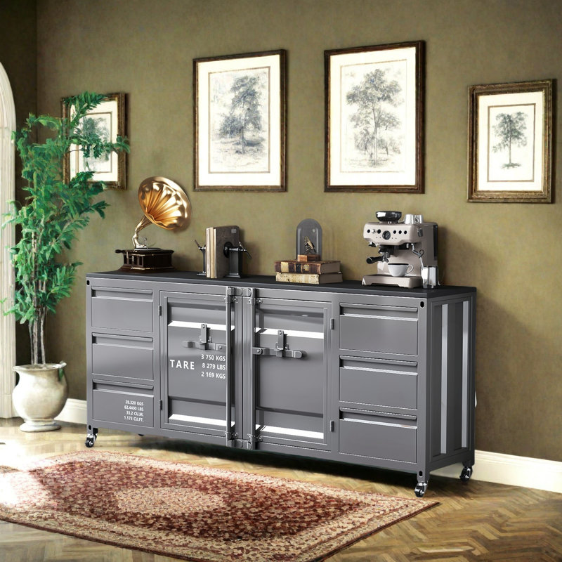 Armoire de style industriel rétro, Argent argent