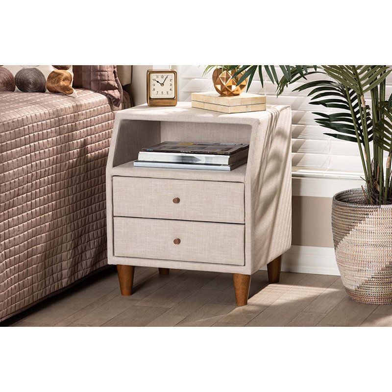 Table de chevet 2 tiroirs Jonesy, Beige
