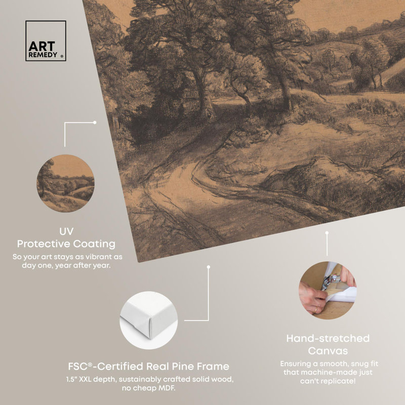 Wooded Slope Vintage Landscape Canvas Art, 36" x 24", Gallery Wrapped