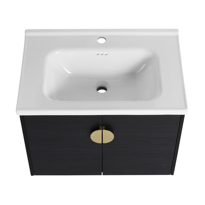 28'' Single Bathroom Vanity with Ceramic Top, Gloss White