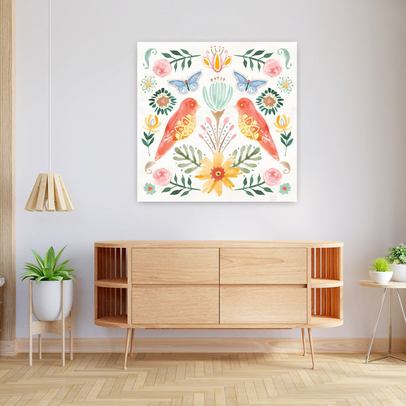Fleurs sauvages sauvages, art abstrait avec papillon, H 36 po x l 36 po