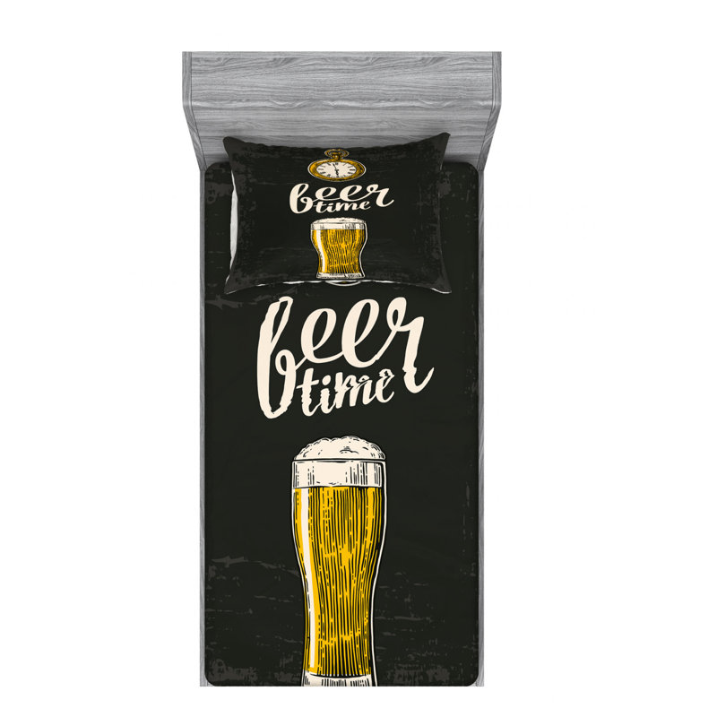 Ensemble de draps en verre Beer Time, Ensemble de draps pour lit simple avec drap-housse